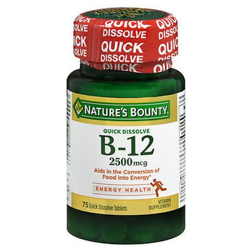 Nature's Bounty Vitamin B-12 Quick Dissolve Tablets Natural Cherry 2500 mcg 75 Tabs