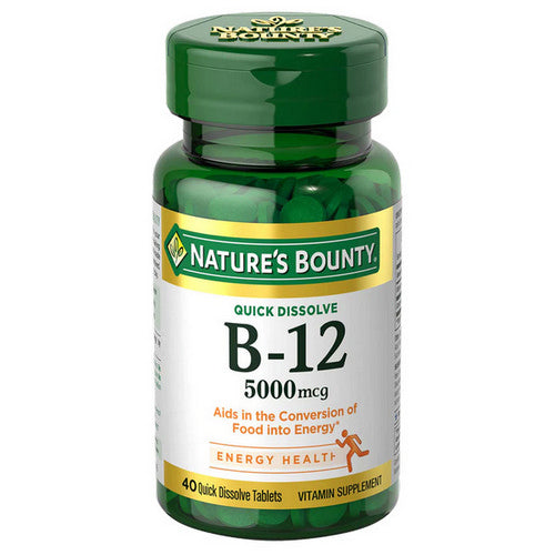 Nature's Bounty Nature's Bounty B-12 Quick Dissolve Tablets 5000 mcg Natural Cherry Flavor, 40 Tabs