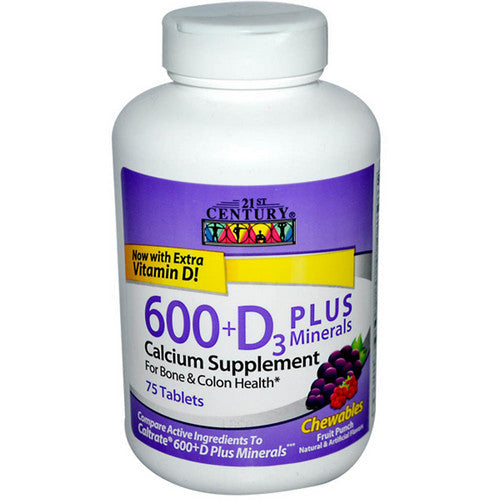 21st Century Calcium 600 + Vitamin D3 with Minerals Chew 75 Chewable Tabs