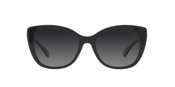Coach HC8365U Universal Fit Sunglasses, Black/Dark Tortoise/Grey Gradient Polarized, 55 mm