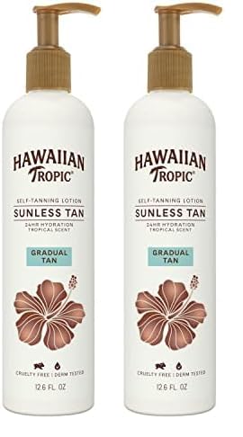 Hawaiian Tropic Sunless Tan Gradual Tanning Lotion, 12.6oz | Gradual Tan Self Tanning Lotion, Sunless Tanner, Hawaiian Tropic Tanning Lotion, 12.6oz (Pack of 2)