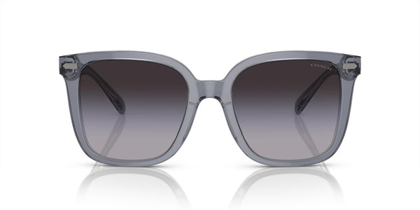 Coach HC8381F Low Bridge Fit Sunglasses, Dark Grey/Light Grey/Light Grey Gradient, 56 mm