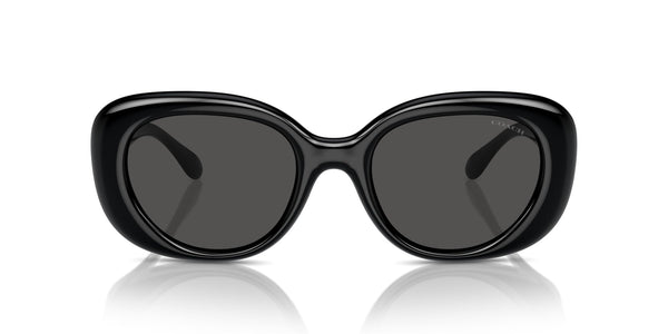 COACH Women's HC8391U Sculpted C Hardware Universal Fit Oval Sunglasses, Black/Grey Solid, 53 mm