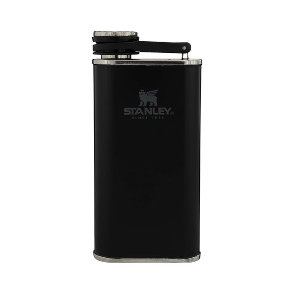 Stanley Classic Easy Fill Wide Mouth Flask 8 oz | Leakproof Hip Flask | Hinge Connected Never Lose Cap | Insulated Stainless Steel Liquor Container | BPA-Free | Matte Black