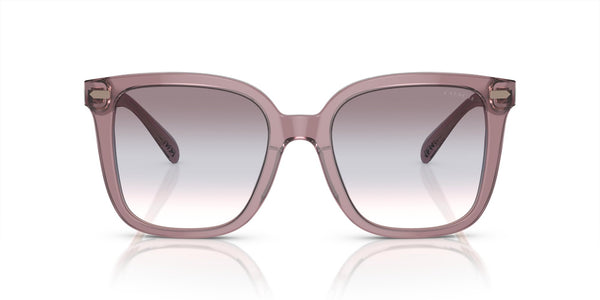 Coach HC8381F Low Bridge Fit Sunglasses, Transparent Rose/Blush/Purple Blue Peach Gradient, 56 mm