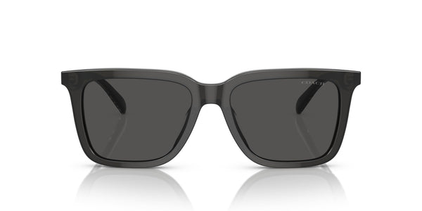 Coach HC8385U Universal Fit Sunglasses, Transparent Dark Grey/Grey Solid, 54 mm