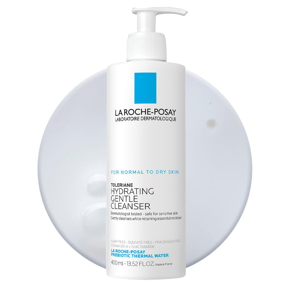 La Roche-Posay Toleriane Hydrating Gentle Face Cleanser, Daily Facial Cleanser with Niacinamide and Ceramides for Sensitive Skin, Moisturizing Face Wash for Normal to Dry Skin, Fragrance Free