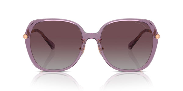 COACH Women's HC8403D Square Sunglasses, Transparent Purple/Grey Purple Gradient Polarized, 59 mm