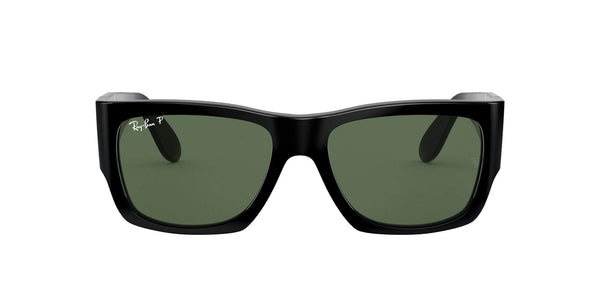 Ray-Ban RB2187 Nomad Square Sunglasses, Black/G-15 Green Polarized, 54 mm