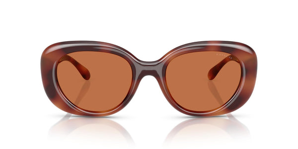 COACH Women's HC8391U Sculpted C Hardware Universal Fit Oval Sunglasses, Caramel Tortoise/Brown Solid, 53 mm