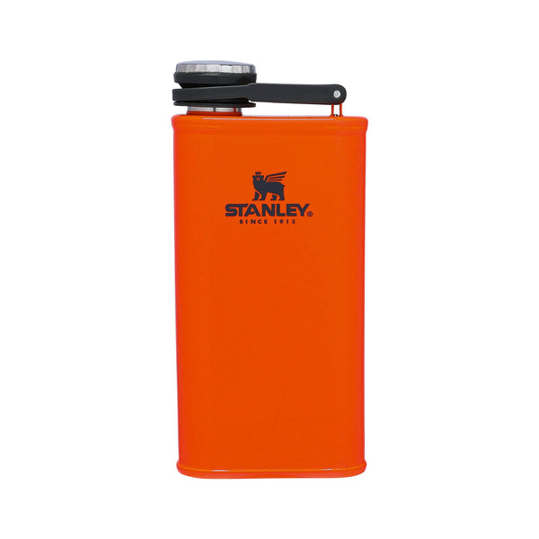 Stanley Classic Easy Fill Wide Mouth Flask 8 oz | Leakproof Hip Flask | Hinge Connected Never Lose Cap | Insulated Stainless Steel Liquor Container | BPA-Free | Blaze Orange