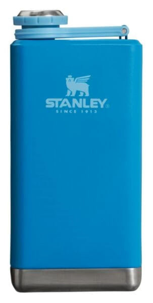 Stanley Adventure Pre-Party Flask 8 oz | Leakproof Hip Flask | Hinge Connected Never Lose Cap | Insulated Stainless Steel Liquor Container | BPA-Free | Azure
