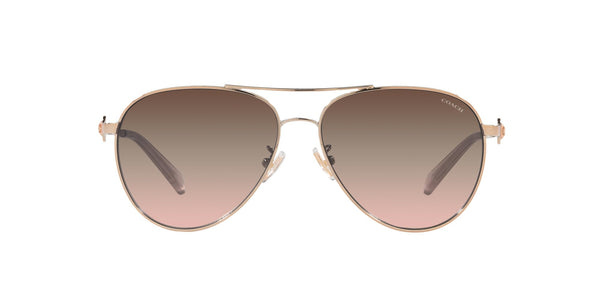 Coach HC7128 Sunglasses, Shiny Rose Gold/Brown Pink Gradient, 58 mm