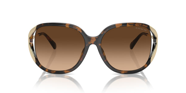 COACH Women's HC8396U Universal Fit Square Sunglasses, Dark Tortoise/Brown Gradient, 56 mm