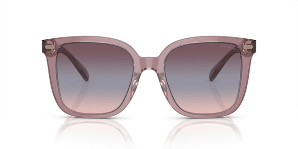Coach HC8381U Universal Fit Sunglasses, Transparent Rose/Blush/Purple Blue Peach Gradient, 54 mm