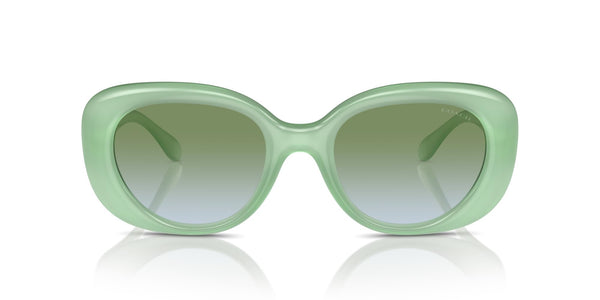 COACH Women's HC8391U Sculpted C Hardware Universal Fit Oval Sunglasses, Milky Mint/Green Blue Gradient, 53 mm