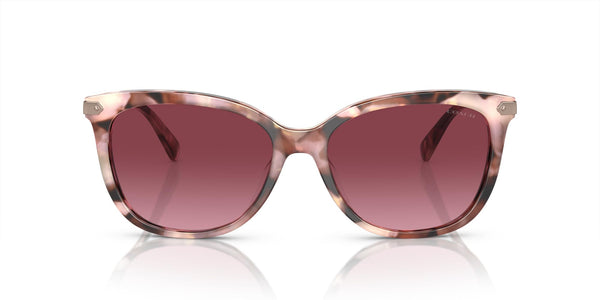 Coach HC8378U Universal Fit Sunglasses, Rose Pearl Tortoise/Burgundy Gradient, 57 mm