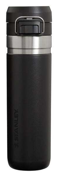 Stanley Quick Flip GO Water Bottle 24 oz | Push Button Lid | Leakproof and Packable for Travel and Sports | Insulated Stainless Steel | BPA-Free | Black 2.0