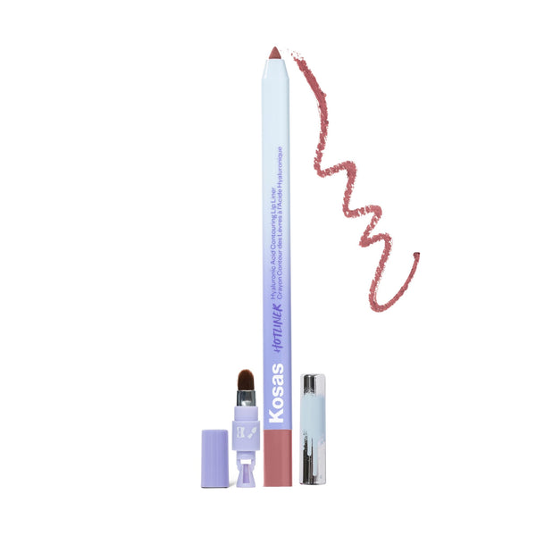 Kosas Hotliner Retractable Lip Liner Pencil With Built-In Brush & Sharpener - Easy Contouring, Hydrating, Long-Lasting - Pigmented Creamy Texture For Plumping Lips - Hyaluronic Acid & Konjac - Mega