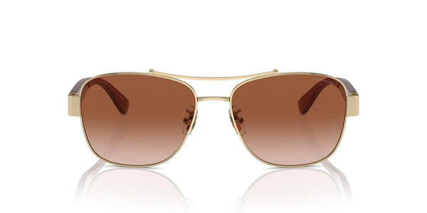 COACH Women's HC7161 Aviator Sunglasses, Shiny Light Gold/Brown Gradient, 56 mm