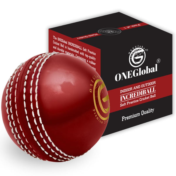 Soft Rubber Cricket Ball for Practice | Outdoor & Indoor Cricket Ball with Soft Core & Stitched Seam | Realistic Feel, True Bounce & Swing for Practice, Coaching, Honing Skills & Family Fun (1-RED)