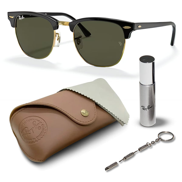 Ray-Ban RB3016 Clubmaster Polarized Classic Square Shape Sunglasses for Men and Women -Timeless Classic Sun Glasses with Modern Elegance - Premium UV Protection - Designer Men's and Women's Sunglasses