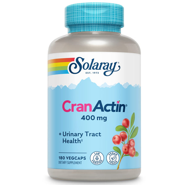 SOLARAY CranActin Cranberry Extract 400 mg - Cranberry Supplements for Women and Men - Bladder and Urinary Tract Health Support with Vitamin C - Vegan, 60-Day Guarantee, 180 Servings, 180 VegCaps