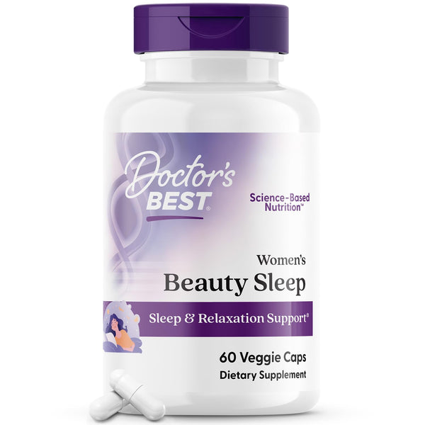 Doctor's Best Womens Beauty Sleep with Magnesium, Theanine, Melatonin, Sleep & Relaxation Support, Non-GMO, Gluten Free, Soy Free, Vegan 60 Veggie Caps