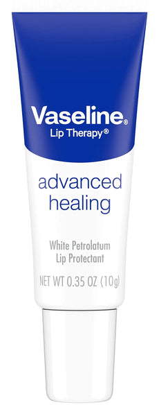 Vaseline Lip Therapy Advanced Healing Lip Balm Tube 3-Pack – White Petroleum Lip Protectant, 0.25 Oz Ea