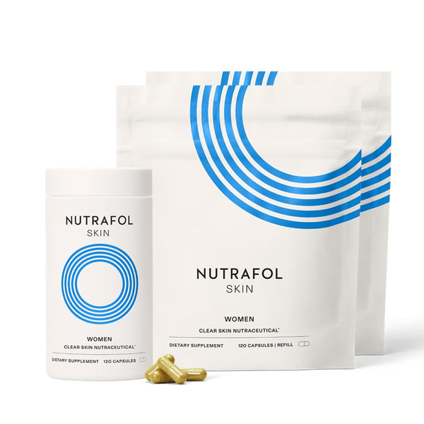Nutrafol Clear Skin Acne Supplement for Women, Clinically Tested for Clearer, Smoother Skin, Physician-Formulated, Vegan - 3-Month Supply, Pack of 3