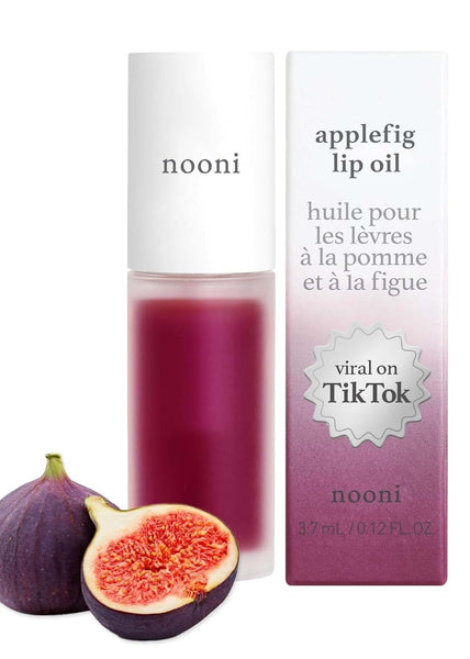 NOONI Korean Vegan Lip Oil - Applefig | Long-Lasting, Moisturizing, Plumping, Revitalizing for Dry Lips, Waterproof, No Peel Off, Korean Tint, 0.12 FL Oz