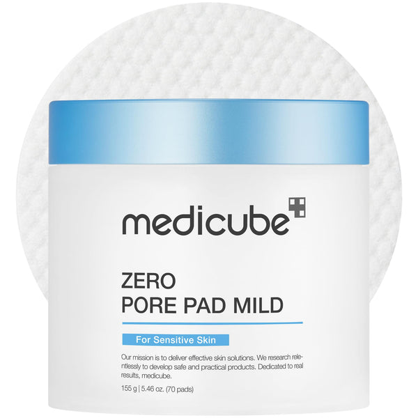 Medicube Zero Pore Pads Mild 2.0 (70 Pads) - Gentle Calming Toner Pads for Exfoliation, Minimizing Pores, and Blackhead Removal with PHA - Ideal for All Skin Types - Korean Skin Care