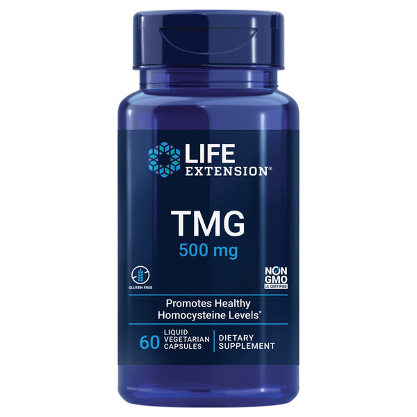 Life Extension TMG 500 mg ??Trimethylglycine Supplement ??Encourages Healthy Homocysteine Levels ??Gluten-free ??Non-gmo ??Vegetarian ??60 Liquid Vegetarian Capsules