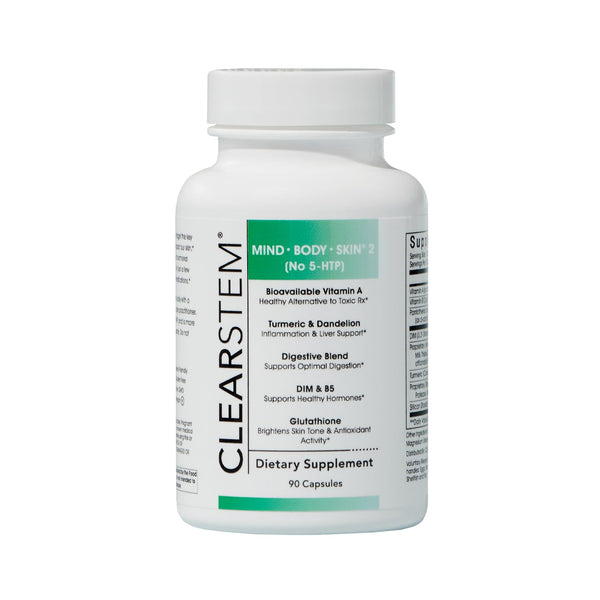 CLEARSTEM - MINDBODYSKIN Hormonal Acne Supplement (No 5-HTP) - Natural DIM Supplement - Skin Care Vitamins - Hormone Balance, Antioxidants - Vegan, Gluten Free, Cruelty Free - 30 Servings, 90 Capsules