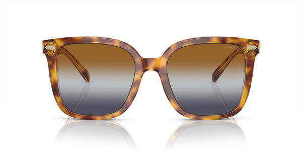 Coach HC8381F Low Bridge Fit Sunglasses, Dark Tortoise/Canary/Brown Teal Grey Gradient, 56 mm