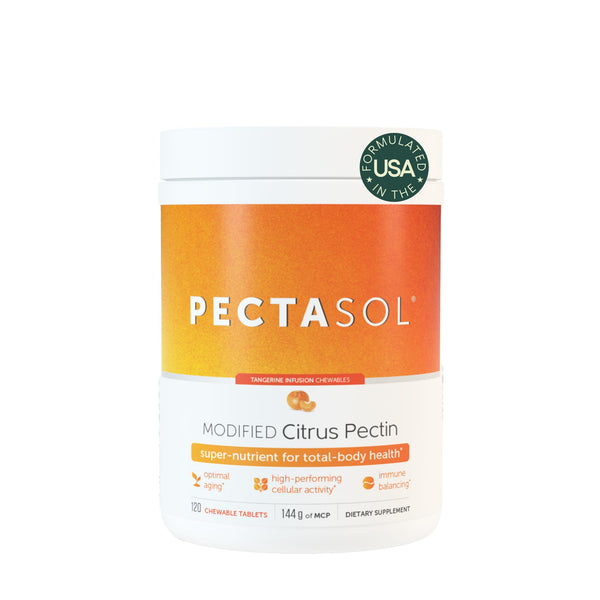 EcoNugenics PectaSol Modified Citrus Pectin – 120 Tangerine Chewable Tablets – Total-Body Health Supplement to Support Heart, Immune System, Inflammation Response + Maintain Healthy Galectin-3 Levels