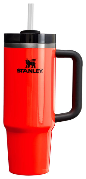 Stanley Quencher H2.0 Tumbler with Straw 30 oz | Flowstate 3-Position Lid | Cup Holder Compatible for Travel | Insulated Stainless Steel Cup | BPA-Free | Neon Orange