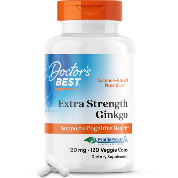 Doctor's Best Extra Strength Ginkgo, Non-GMO, Gluten Free, Vegan, Soy Free, Promotes Mental Function and Memory, 120 mg, 120 Count (Pack of 1)