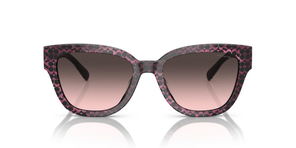 Coach HC8379U Universal Fit Sunglasses, Ruby Pearl Signature C/Grey Rose Gradient, 54 mm