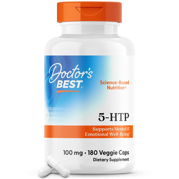 Doctors Best 5-HTP, Supports Mental & Emotional Well-Being, Non-GMO, Gluten Free, Soy Free, Vegan 180 Veggie Caps