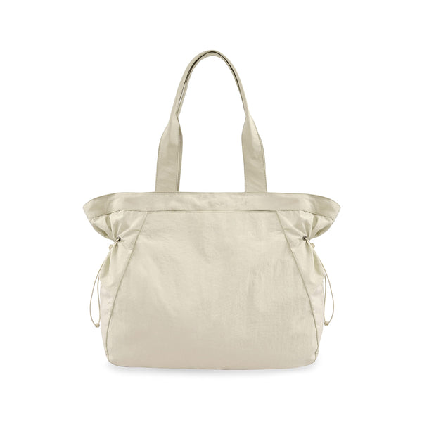 ODODOS 18L Side-Cinch Shopper Bags Lightweight Shoulder Bag Tote Handbag for Shopping Workout Beach Travel, Ivory