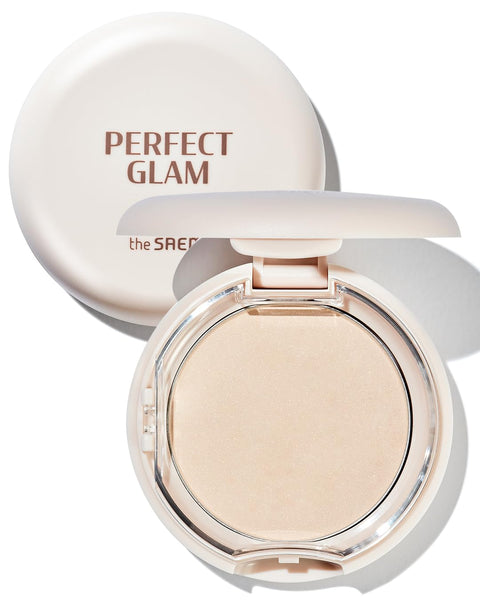 THESAEM Glam Glow Pact - Illuminating Pressed Powder for Oily & Combo Skin - Matte Finish with Radiant Finish - Sebum Control Pore Refining Pact with Natural Luminous Glow, 0.3oz.