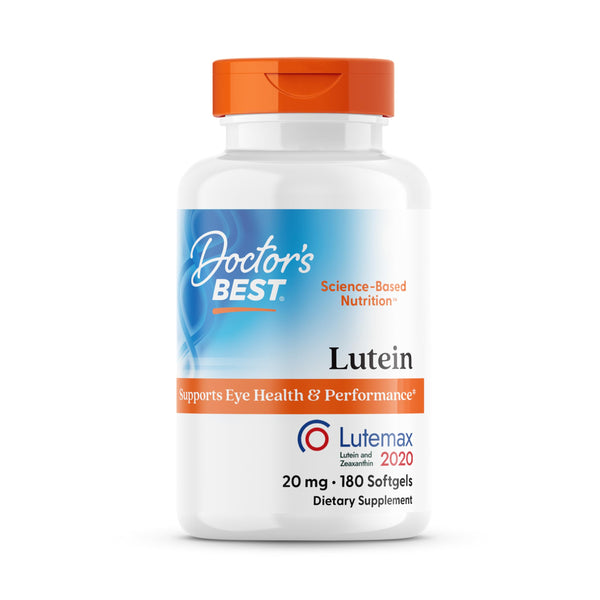 Doctor's Best Lutein, 20 mg, Supports Eye Health & Performance, Non-GMO, Gluten Free 180 Softgels
