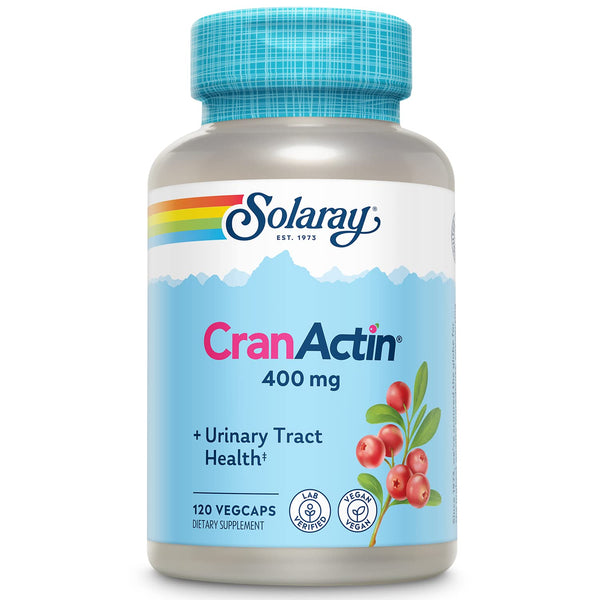 SOLARAY CranActin Cranberry Extract 400 mg - Cranberry Supplements for Women and Men - Bladder and Urinary Tract Health Support with Vitamin C - Vegan, 60-Day Guarantee, 120 Servings, 120 VegCaps