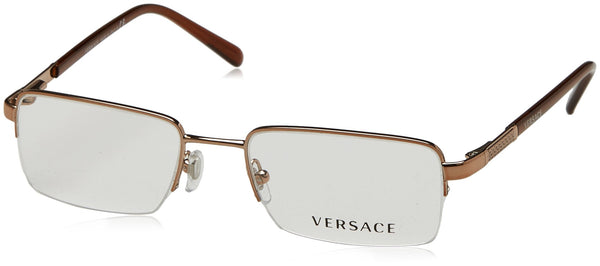Versace VE1066 50mm Non-Polarized Glasses for Men - Bronze Copper Square Metal Frame with Light Brown Temples, Lightweight & Comfortable Eyeglasses for Prolonged use, eShades Eyewear Kit Included
