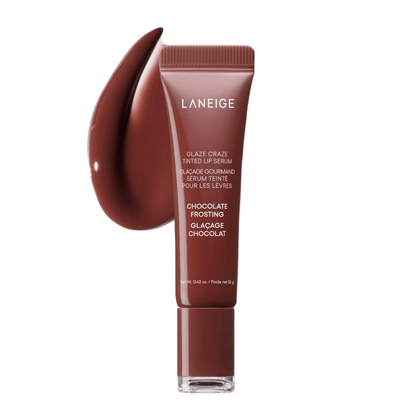 LANEIGE Glaze Craze Tinted Lip Serum Chocolate Frosting: Plumping, Nourishing Hydration with Polypeptide