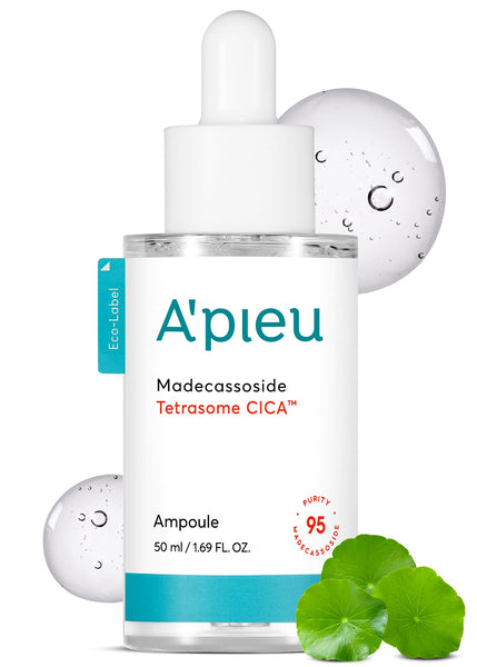 A'pieu Madecassoside Tetrasome Cica Face Serum Ampoule 1.69 Fl oz / 50ml - Upgraded Madecassoside Ampoule, Enhanced Skin Protection, Tetrasome Technology, Smooth Application, 3x Faster Absorption