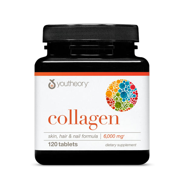 Youtheory Advanced Collagen - 6,000 mg - with Vitamin C - for Hair, Skin & Nails* - Collagen Supplements for Women and Men - 120 Tablets