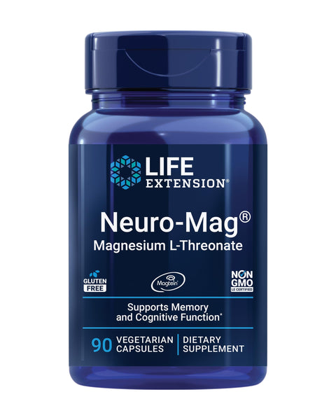 Life Extension Neuro-Mag Magnesium L-Threonate, Magnesium L-threonate, Memory Health, Quick Thinking, Cognitive Health Support, Vegetarian, Non-GMO, 90 Vegetarian Capsules