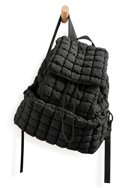 ODODOS Quilted Backpack 2.0 for Women Lightweight Puffer Hiker Pack Drawstring Padding Travel Gym Bag, Black